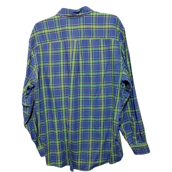 L.L. Bean Blue Green Plaid Long Sleeve Button Down Shirt Mens Size Large L - Picture 3 of 10
